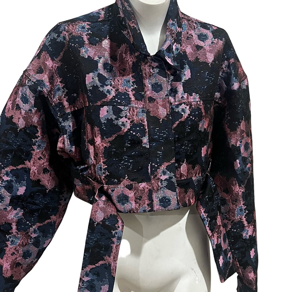 Mistress rocks purple floral cropped jacket